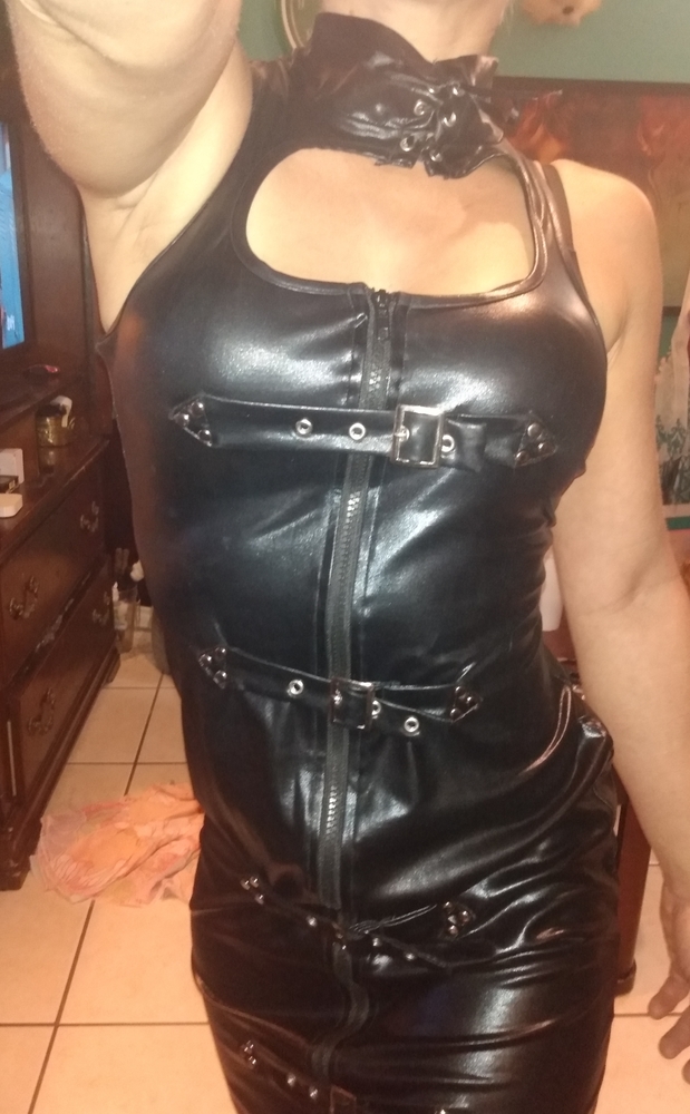 DSM Dominatrix lace Zip Buckle Up Pleather Dress